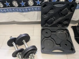 Set de Mancuernas Cromadas con Discos