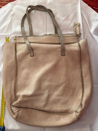Borsa a spalla beige dorata
