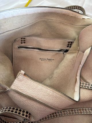 Borsa a spalla beige dorata