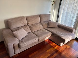 Sofá chaise longue tela beige