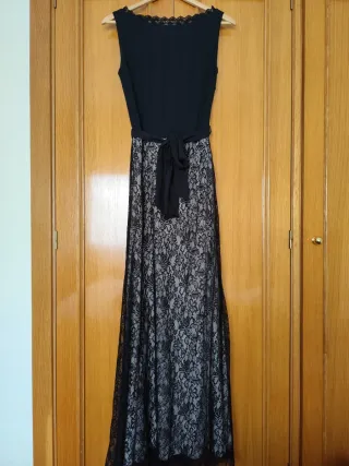 Vestido fiesta Mango negro encaje