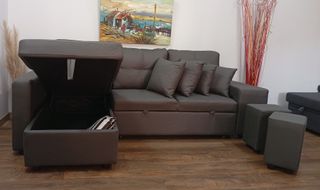 Sofá Cama Chaiselong + 2 Pouf + Cojines. REBAJADO!