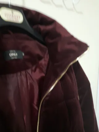 Chaqueta de invierno mujer terciopelo burdeos