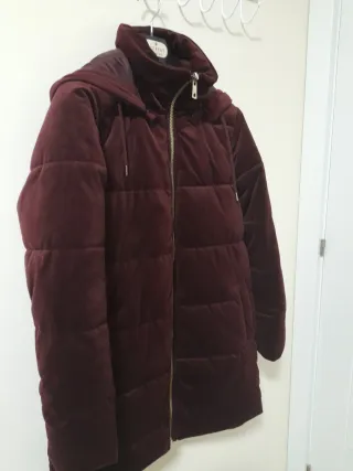 Chaqueta de invierno mujer terciopelo burdeos