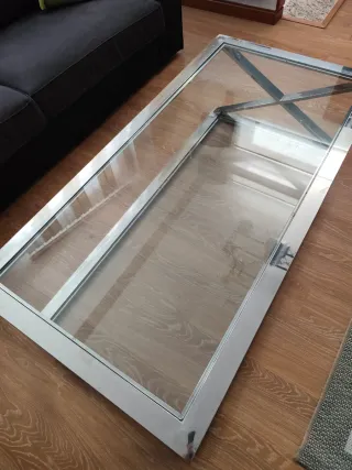 Mesa auxiliar acero inoxidable y cristal