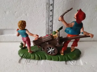 Statua presepe pastore con carretto