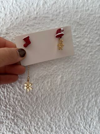 Pendientes Navidad Copo Nieve y Gorro Papá Noel