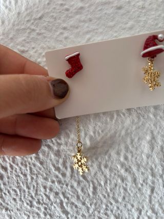 Pendientes Navidad Copo Nieve y Gorro Papá Noel