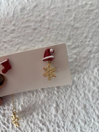 Pendientes Navidad Copo Nieve y Gorro Papá Noel
