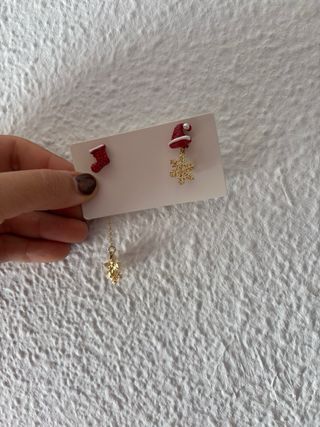 Pendientes Navidad Copo Nieve y Gorro Papá Noel
