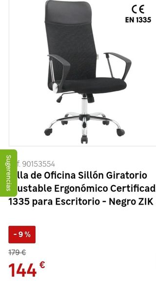 Silla de oficina Ruedas giratorias y reposabrazos.