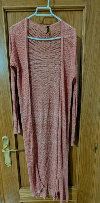 Cárdigan largo rosa