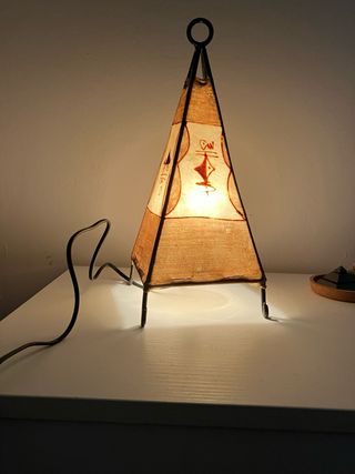 Lampada etnica in pelle e metallo