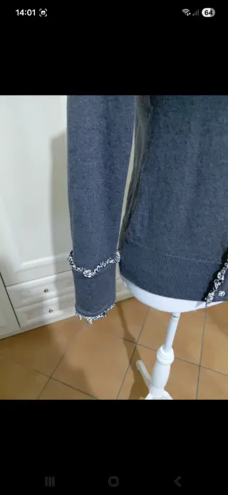 Maglioncino/cardigan vintage grigio con merletti