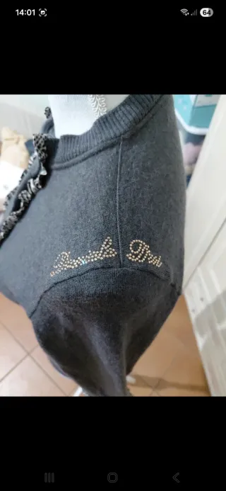 Maglioncino/cardigan vintage grigio con merletti