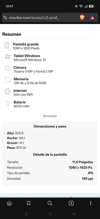 Tablet Teclast X3 Pro 11.6" 8Gb 128Gb Windows 10