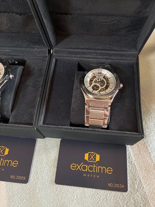 Reloj Exactime Esqueleto Plata Blanco