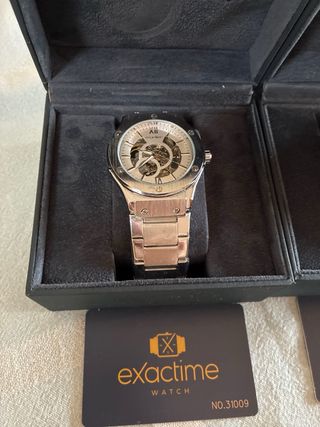 Reloj Exactime Esqueleto Plata Blanco
