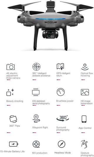 Drone KY102 4K HD Doble Cámara Zoom 50X