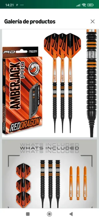 Set Dardos Red Dragón,Amberjack pro series,18g