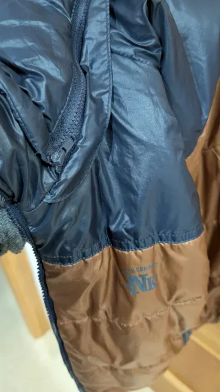 Chaleco reversible acolchado niño azul y marrón