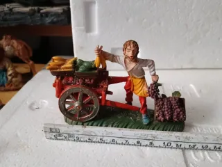 Pastori presepe diorama con carretto