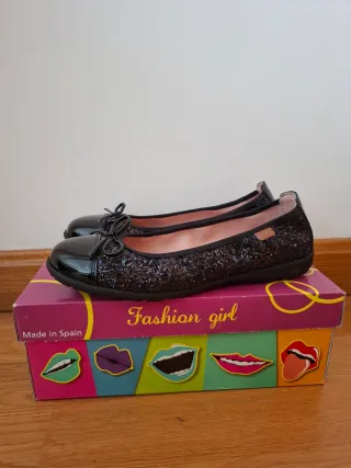 Manoletinas Paola Negras Brillantes Niña