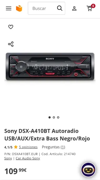 Autoradio Sony Bluetooth DSX-A410BT