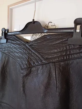 Falda Cuero Natural Vintage Negra