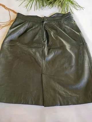 Falda Cuero Natural Vintage Negra