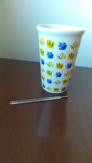 Lote vaso cerámica y termómetro vintage