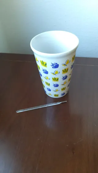 Lote vaso cerámica y termómetro vintage