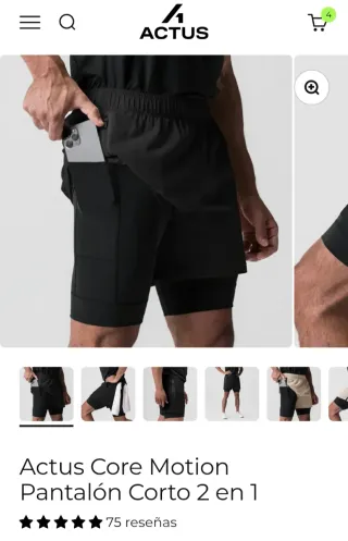 Pantalón corto running Actus Talla M Negro