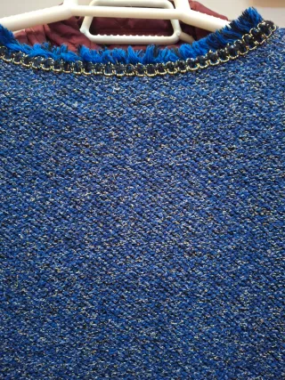 Chaqueta brillante mujer azul y oro