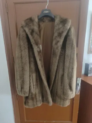 Abrigo Piel Sintética Vintage Marrón Talla Única