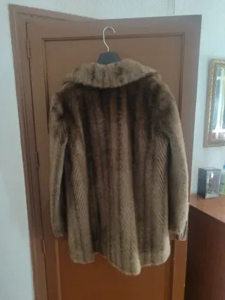 Abrigo Piel Sintética Vintage Marrón Talla Única