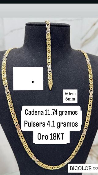 Cadena y Pulsera Oro 18kt Bicolor