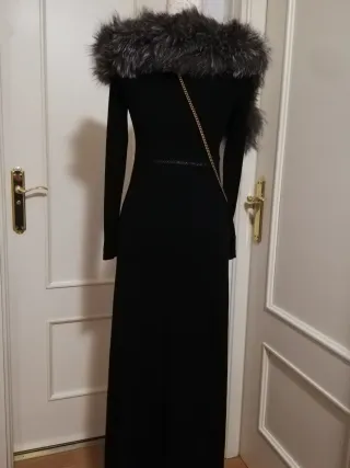 Vestido largo negro punto seda licra