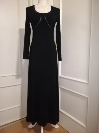 Vestido largo negro punto seda licra