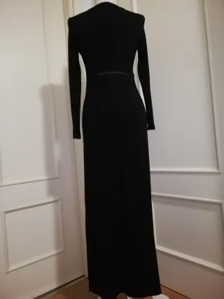 Vestido largo negro punto seda licra