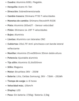 Bicicleta Eléctrica Plegable Megamo 20" CHIP 3.0