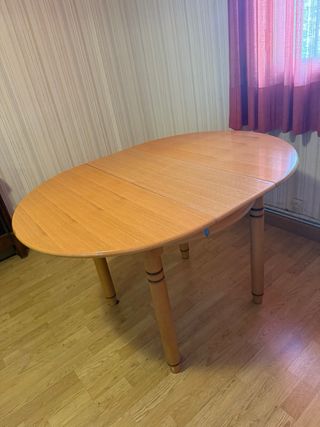 MESA REDONDA EXTENSIBLE DE PINO MADERA MACIZA