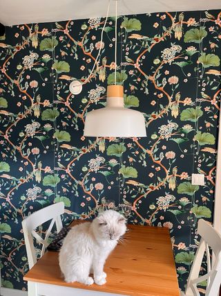 Rollo papel pintado floral pájaros