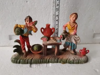 Diorama vintage presepe con figure