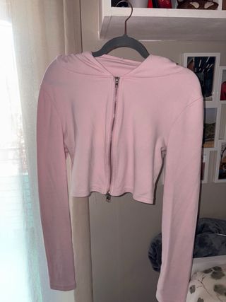 Sudadera rosa con cremallera