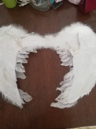 Alas blancas de plumas, para disfraz.