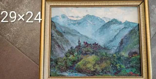 Oleo Pirineos desconocido firma 29×24 cm
