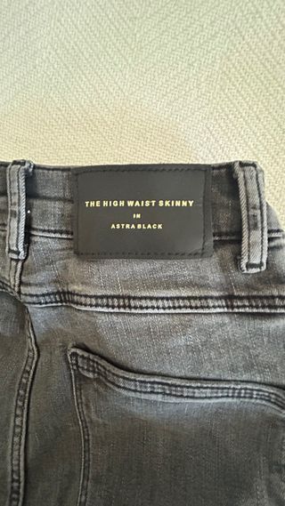 Jeans Zara Tiro Alto Gris Oscuro Talla 34