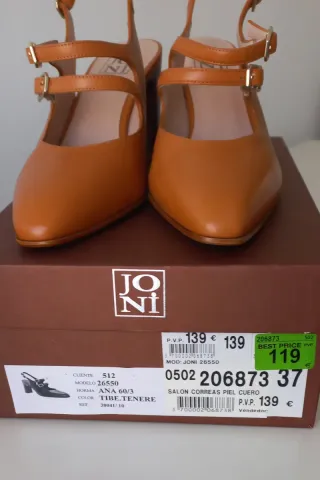 Zapatos de tacón,de piel, slingback marrones/naran