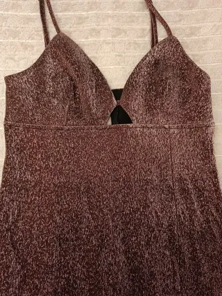 Vestido fiesta corto rosa y plateado